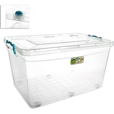 HOBBYLIFE Box s víkem Multi nízký 50 l, transparentní kolečka