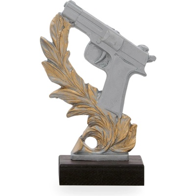 Trofej luxusní se symbolem střelby výška 26 cm stříbrná/zlatá