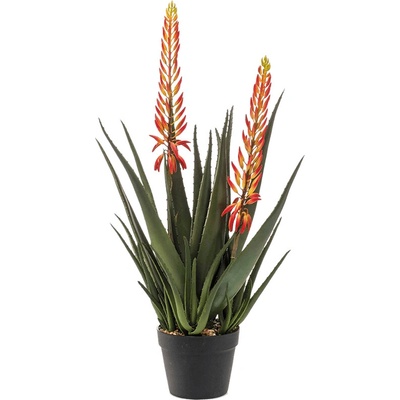 Umelá rastlina Aloe s kvetmi oranžová 80 cm