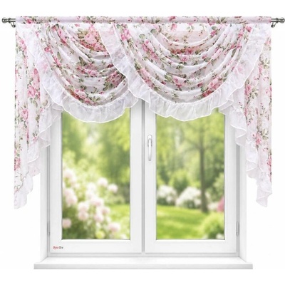 BytoTex Dekorační krátká záclona s květinami L 928, 200x140 cm