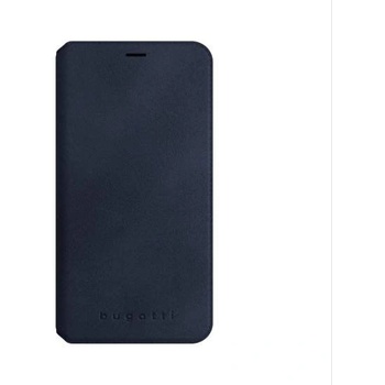 Bugatti Parigi Booklet Case - хоризонтален велурен калъф, тип портфейл за iPhone XS, iPhone X (син)