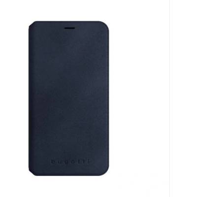 Bugatti Parigi Booklet Case - хоризонтален велурен калъф, тип портфейл за iPhone XS, iPhone X (син)