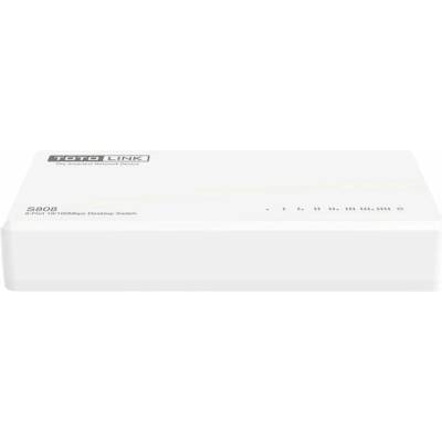 Суич Totolink S808-V5, 8 x RJ45 100Mbps, Настолен, 5V, 0.6A, Бял (S808-V5) (S808-V5)