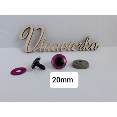 Oči s pojistkou glitrové 20mm fialova