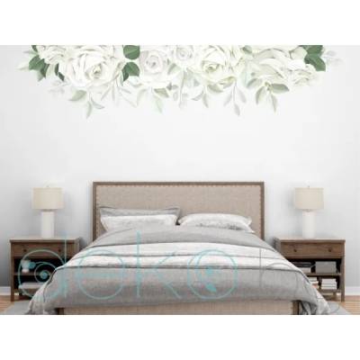 Бели рози - стикер за стена в бохемски стил (3184)