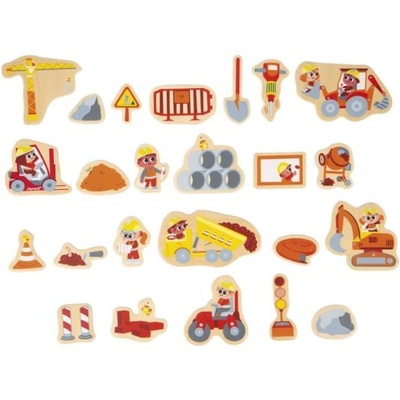 Janod Дървени магнити за деца На строежа 24 бр