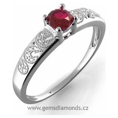 Klenoty Budín zlatý Gems prsten s diamanty almandýn bílé zlato Johana 386 0308