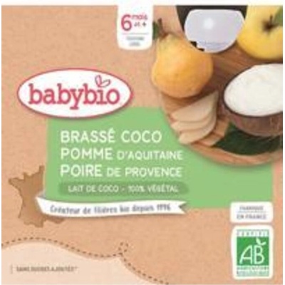 Babybio Desiata s kokosovým mliekom jablko a hruška 4 x 85 g