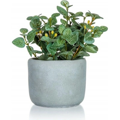 HOME DECOR Kvetina umelá v betónovom kvetináči EUCALYPTUS 19 x 18 cm