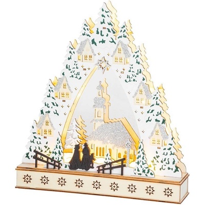 MagicHome Dekorácia Dedinka LED MDF 30x7x33,5 cm