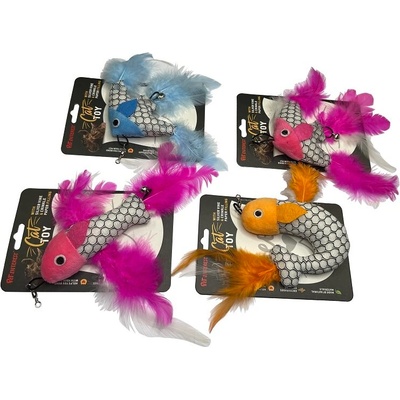 PETINTEREST Котешка играчка рибка PET INTEREST Fishes with Feathers Silver Vine Toys (25513)