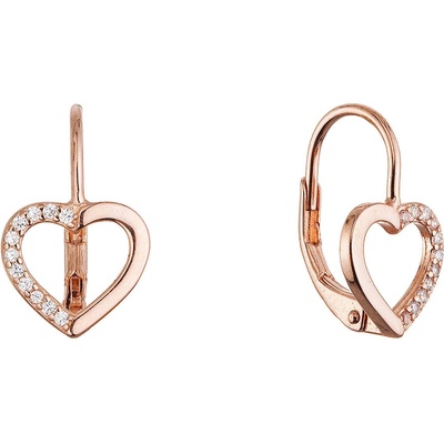 Pavona Pozlacené stříbrné náušnice srdce 11716.1 rose gold