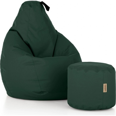 SakyPaky sedací set Hruška s taburetem lahvově zelená