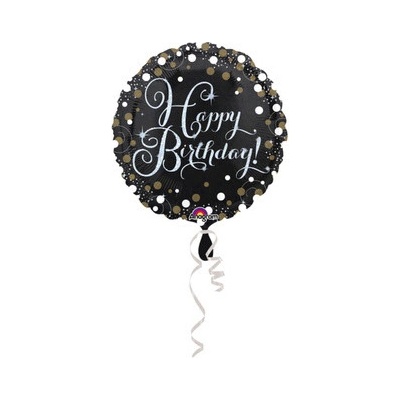 Amscan Fóliový balón Happy birthday trblietavá zlatá 43 cm