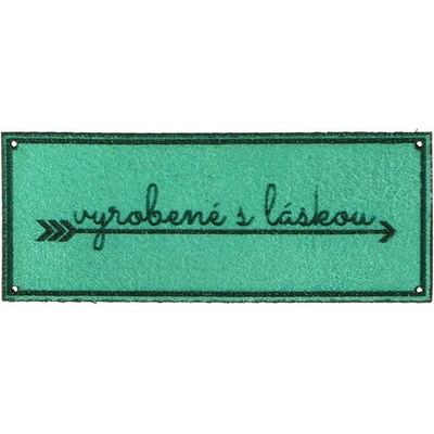 Nášivka Vyrobila s Láskou 5 x 2cm tyrkysová zelená