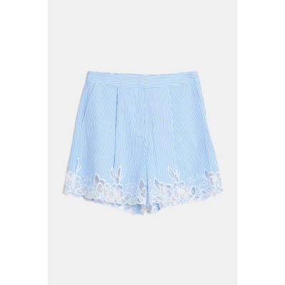 Karl Lagerfeld šortky Embroidery Cut Out Shorts Ultramarine-white Stripe