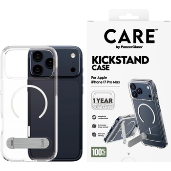 Panzer Гръб Care by PanzerGlass за iPhone 17 Pro Max, Feature Case Transparent w. Kickstand and MagSafe