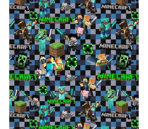 Teplákovina digital - Minecraft Squares modrá