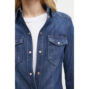 LIU JO Дънкова риза Liu Jo дамска в тъмносиньо със стандартна кройка с класическа яка UXX046 D4051 (UXX046.D4051)