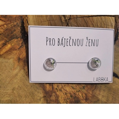 Laboka skleněné náušnice pecky lenochod 0001305