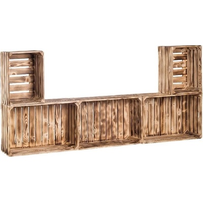 ČistéDrevo Drevené opálené debničky obývacia stena 79x180x24 cm
