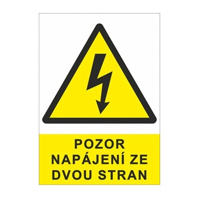 Nálepka "Pozor napájení ze dvou stran" A8