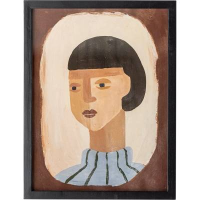 BLOOMINGVILLE Obraz v hnědém rámu AMANDA portrét 42x32 cm hnědý