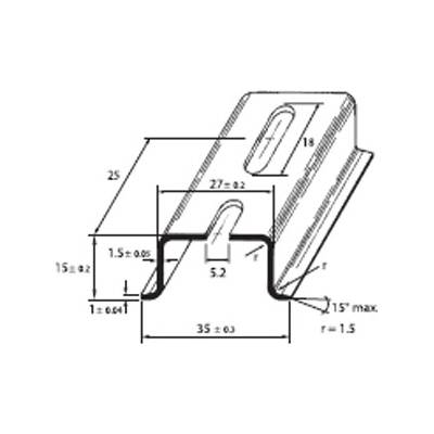 SCHMACHTL Lišta DIN 35x15 perforovaná 5,2mm Sendzimir 2000mm