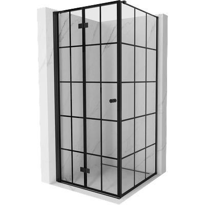 Mexen Mist-F сгъваема душ кабина лява 70 x 70 см, черни решетки, черна - 8A6T-070-070-70-77-L (8A6T-070-070-70-77-L)