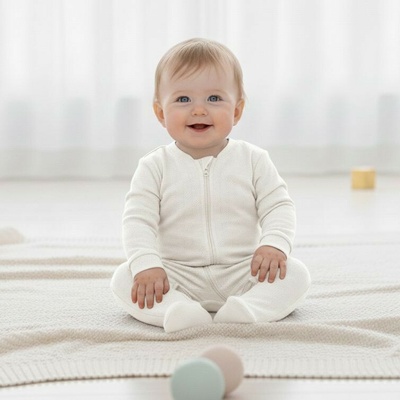 Baby Service Kombinéza na zips obdĺžnik biela Česká výroba