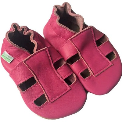 Hopi Hop Kožené capáčky Barefoot sandálky ružová fuchsia