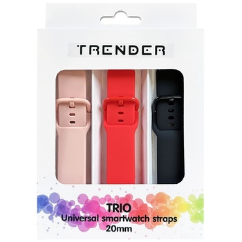 Trender Каишки Trender - Trio Sport, 20 mm, 3 броя, розова/червена/черна (TR-TRIO7)