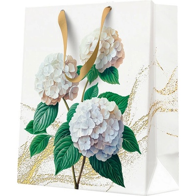 Darčeková taška - 20x25x10 cm, Romantic White Hydrangeas