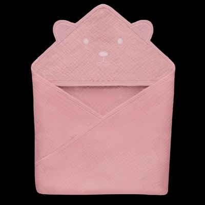 Lionelo Dětská osuška s kapucí MUSLIN HOODED TOWEL Pink Baby LN0284