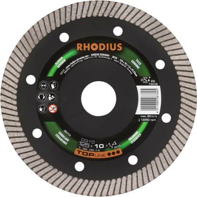 RHODIUS Diamantový řezný kotouč DG10 125 x 10,0 x 1,4 x 22,23 TOPline 303754