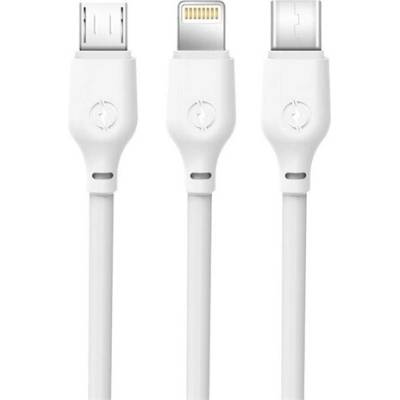 XO NB103 3 v 1 USB – Type-C/Lightning/microUSB 100cm bílý