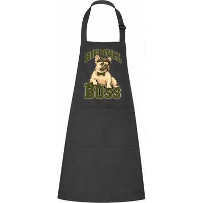Dobrý Triko Zástěra s potiskem Big bull boss Antracitová