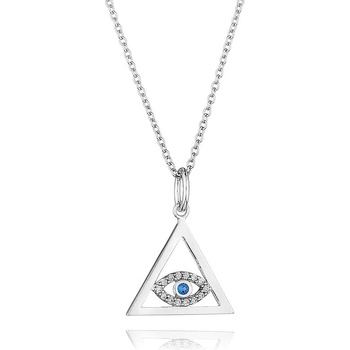 Image 1 of Swan Сребърно колие синьо око с цирконий JT923N Swan