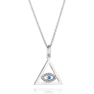 Swan Сребърно колие синьо око с цирконий JT923N Swan