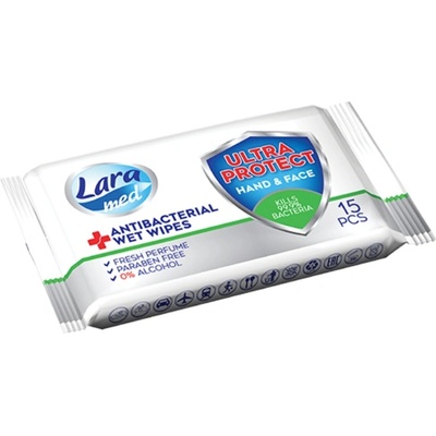 Lara Мокри кърпи Lara Med - Антисептик за ръце и лице, 15 броя (54111)