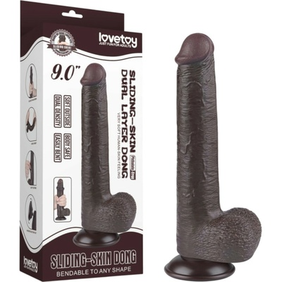 Sliding Skin přísavkový dvouvrstvý dildo 20,8 cm hnědý