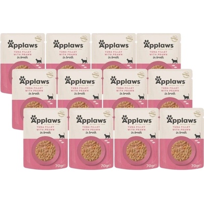 Applaws Cat Tuňák a krevety v sáčku 12x70 g
