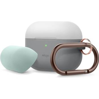 elago Калъф за слушалки Elago Duo Hang Silicone EAPPDH-TRDG-LGMT, за Apple AirPods Pro, силиконов, сив-светлосив (EAPPDH-TRDG-LGMT)