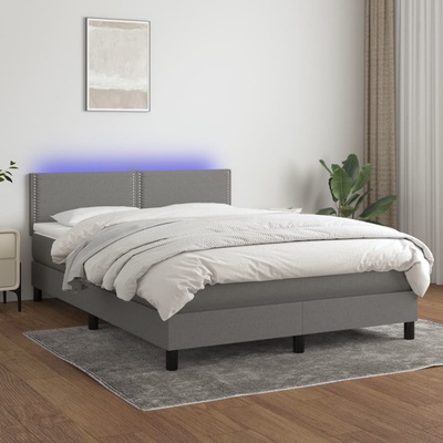Petrashop 3133078 boxspring postel s matrací a LED tmavě šedá textil