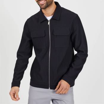 Brave Soul Яке Brave Soul Men's Black Ribbed Zip-Through Collared Long Sleeve Bomber Jacket - Black