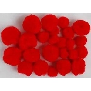 Fandy Acrylic pompons 04 red MIX sizes