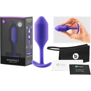 b-Vibe Snug Plug 2 - двоен анален плъг с топчета (114 g, лилав) - desirel