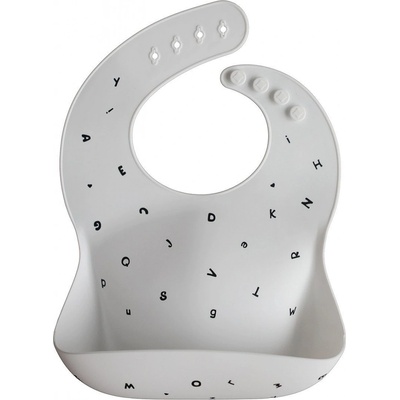 Mushie silikónový podbradník white letters