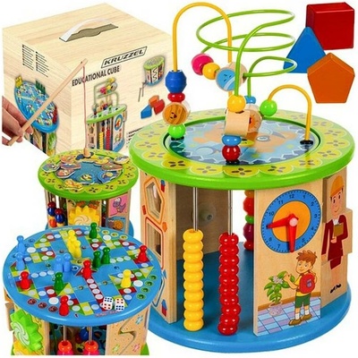KRUZZEL Dřevěná edukační kostka 8v1 31x21,5x21,5cm 24670 – Zbozi.Blesk.cz