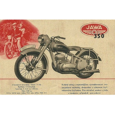 Jawa motocykel 350 - ceduľa 30cm x 20cm Plechová tabuľa